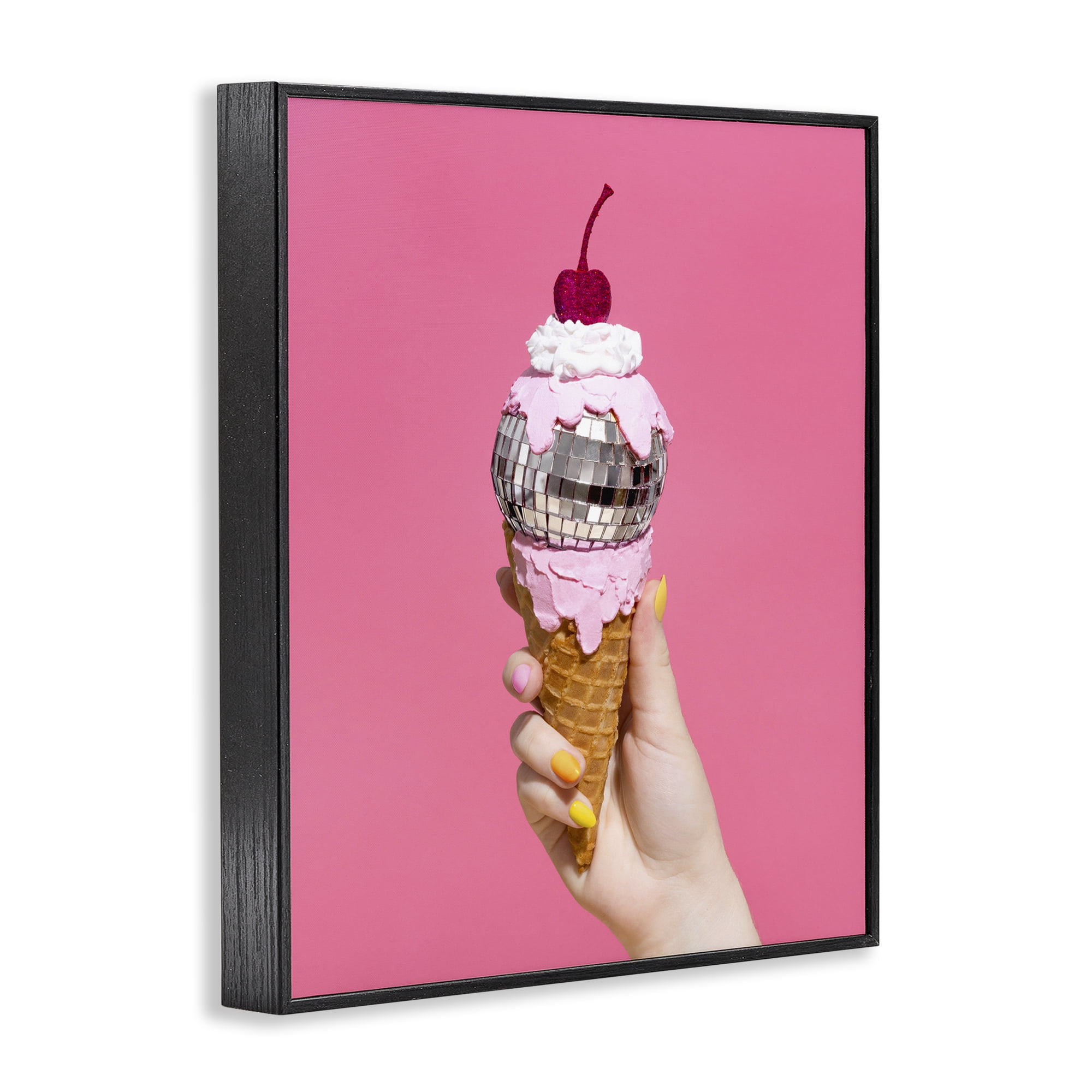 Stupell Industries Glam Disco Ice Cream Food & Beverage Painting Black Framed Art Print Wall Art, 11 x 14
