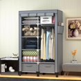 thumbnail image 3 of 1pc 2-line Metal Large Clothes Cabinet With 2 Drawers, Stable Easy Assembly Closet, Space Saving Organizer For Entryway, Bedroom, Living Room, 3 of 5