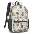 thumbnail image 2 of Multicolor Cat and Flower White Pattern 17" Waterproof Oxford School Backpacks for Teens, S-Shape Padded Straps, for School, Travel, Hiking, Camping, 2 of 5