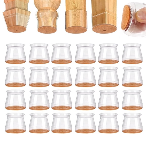 24 Pcs Chair Leg Floor Protectors for Hardwood Floors Silicone Covers Felt Pads Furniture Leg Caps Anti-Scratch Reduce Noise Fit (1-5/16" to 2")