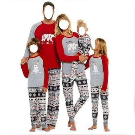

Fanvereka Matching Family Christmas Parent-child Two-Piece Pajamas Letter Animal Print Long Sleeve Tops and Pants for Home Christmas