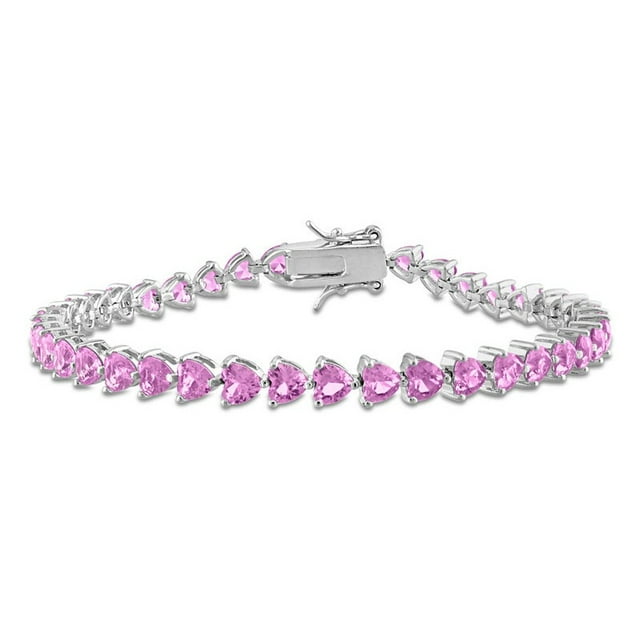 12.30 Carat (ctw) Lab-Created Pink Sapphire Bracelet in Sterling Silver (7.5 Inches)