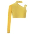 thumbnail image 2 of Sholeno Kids Girls Rhinestone Irregular Shoulder Ballet Jazz Modern Lyrical Dance Crop Tops for Performance Yellow 6, 2 of 6