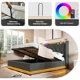 thumbnail image 4 of [Luckynote]Queen size Upholstered bed, 360 surround LED function, Buttons/Apps/Remote Control, hydraulic storage bed with USB Type-C charging, Gray, Linen (Without mattress), 4 of 10