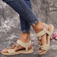thumbnail image 2 of IWRICH Womens Low Wedge Sandals Arch Support Summer Beach Shoes Comfort Walking Bohemian Footwear Beige 7, 2 of 5