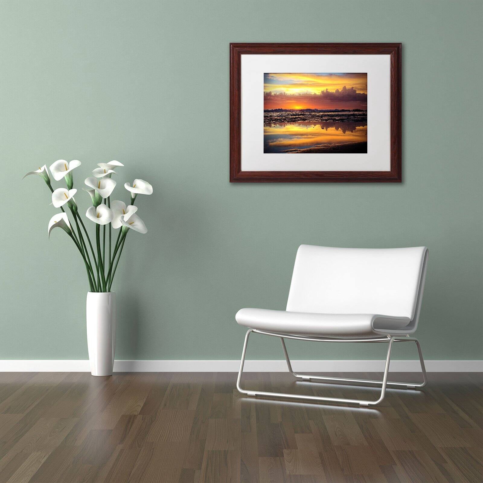Trademark Fine Art "Morning Reflections" Canvas Art by Beata Czyzowska Young, White Matte, Wood Frame