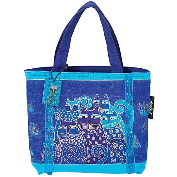 Laurel Burch Mini Bag 11"X3"X8"-Indigo Cats LB415