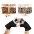 thumbnail image 5 of Fashion Women'S Faux Rabbit Fur Hand Wrist Warmer Half Finger Gloves Winter Glove, 5 of 6
