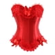 thumbnail image 1 of Sexy Satin Lace Overlay Corset Bustier Overbust Burlesque Corselet Top Bodyshaper Lingerie Showgirl Party Costume Plus Size, 1 of 3