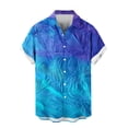 thumbnail image 6 of YLSDY Men's Ombre Blue Leaf Print Hawaiian Shirt, Gradient Tropical Pattern, Short Sleeve Button-Down Casual Top Blue XXL, 6 of 6