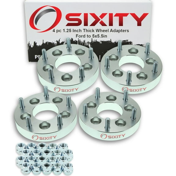 Sixity Auto 4 pc 5x4.5" to 5x5.5" Wheel Spacers Adapters 1.25" compatible with Ford Crown Victoria