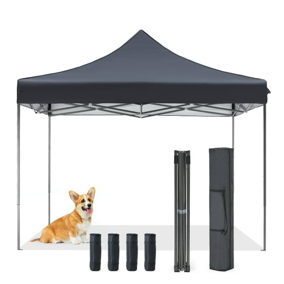 ZUNMOS 10x10 Pop Up Canopy Heavy Duty Waterproof Portable Tent with Sand Bags, Dark Grey