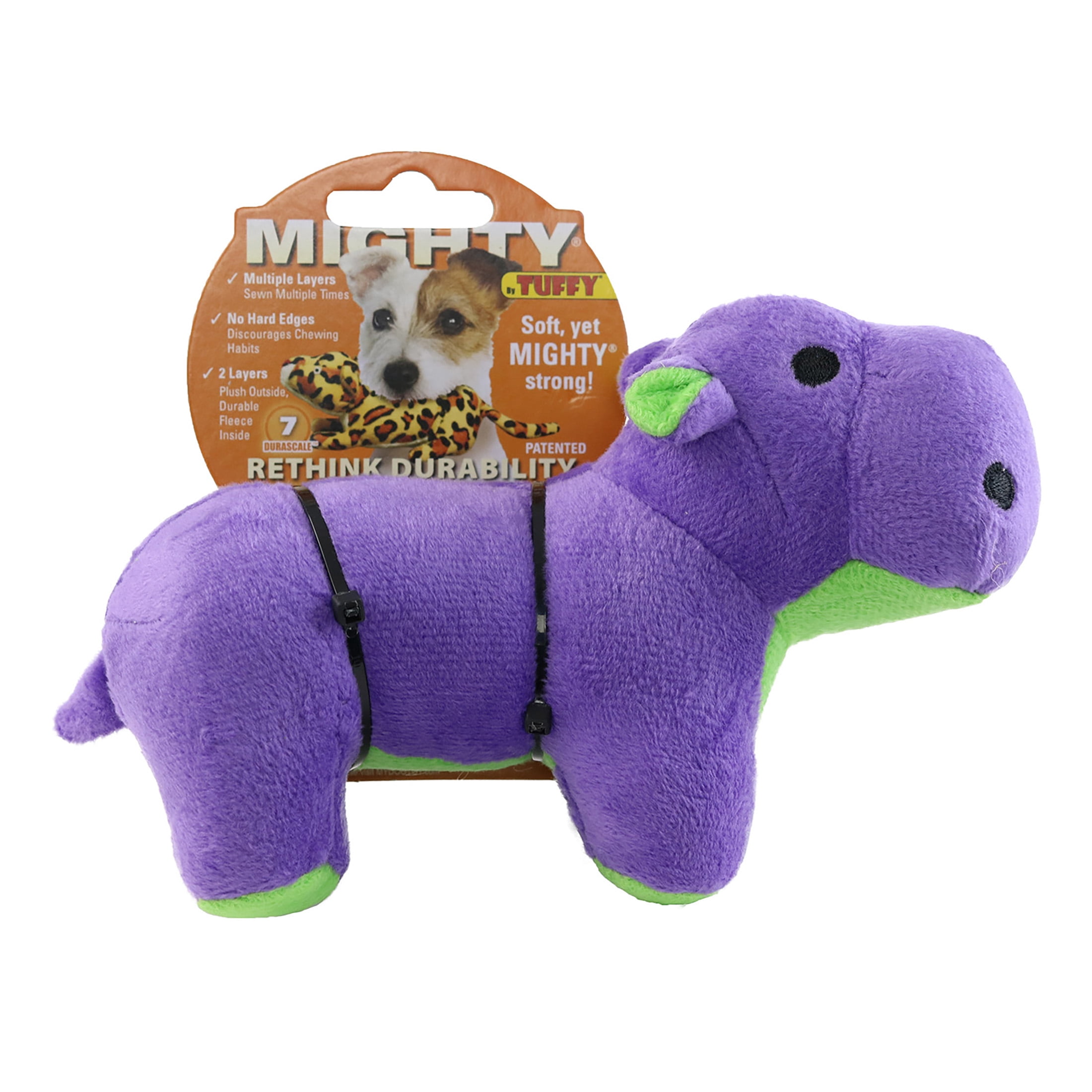 Mighty Jr Safari Purple Hippo Durable Squeaky Plush Dog Toy