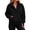 Black, variant on Snap Button Half Zip Women Stand Collar Sweatshirt Long Sleeve Thumb Hole Kangaroo Pocket Loose Casual Pullover Black L
