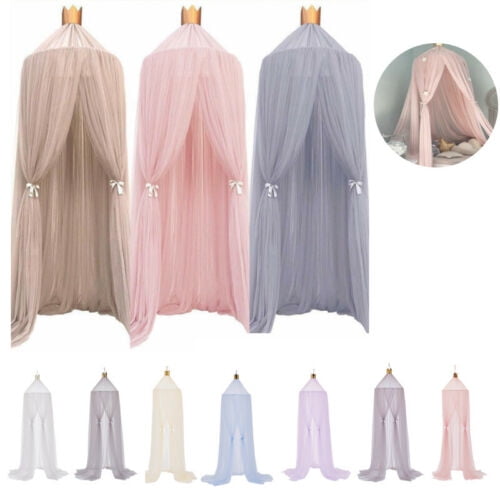Kids Girls Bed Canopy Mosquito Net Tulle Yarn Round Dome Tent Beddroom Decor