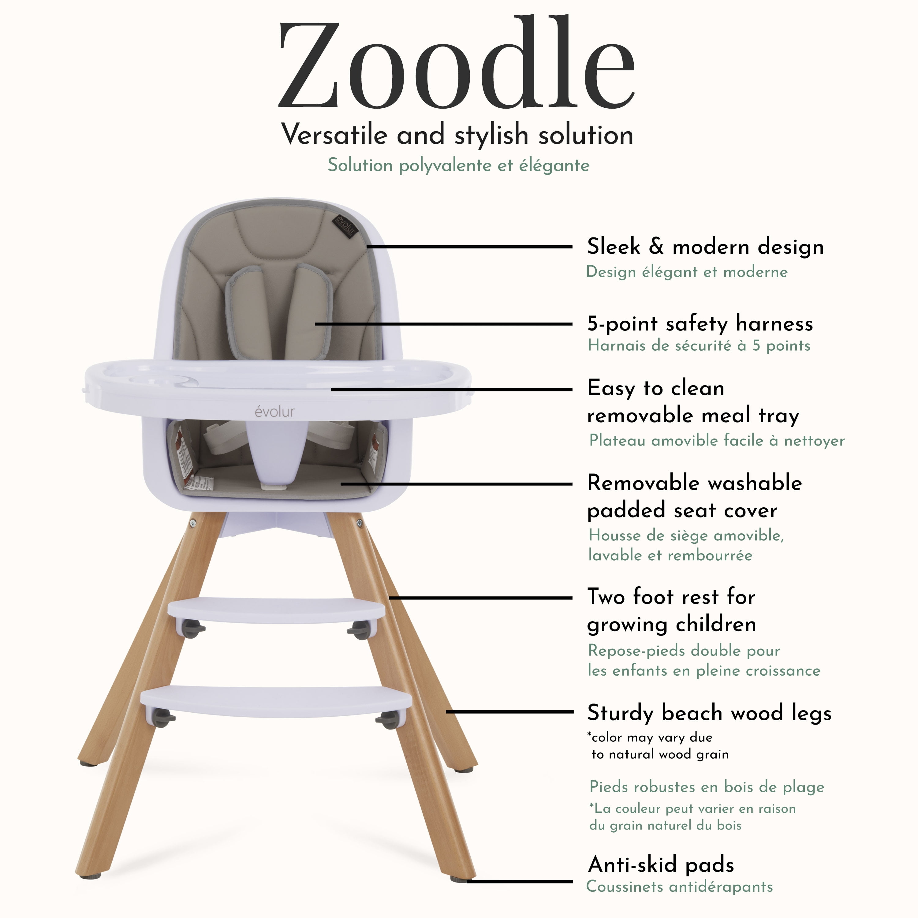 Evolur Zoodle 2-in-1 High Chair