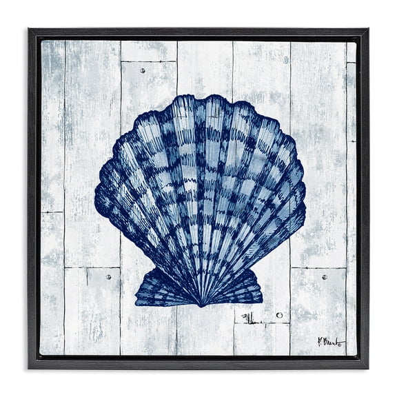 Stupell Industries Rustic Lodge Coastal Timberland Scallop Black Floating Frame Canvas Art, 18 x 18, by Paul Brent