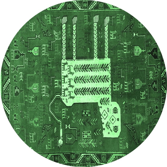 Ahgly Company Indoor Round Animal Emerald Green Traditional Area Rugs, 3' Round