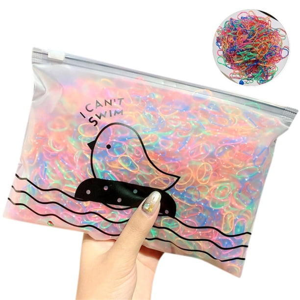1000 / paquete Gomas elásticas de colores para niñas, gomas elásticas desechables para el pelo