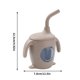 thumbnail image 3 of Vaso de agua de silicona para niños con forma de pingüino - Asas dobles marcadas con pajita, 3 of 5