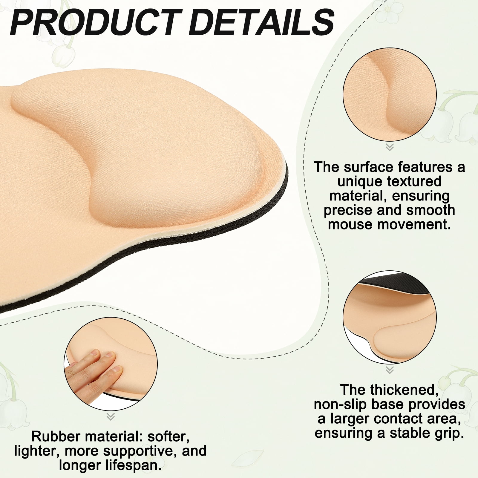 Ergonomic Wrist Rest Set, Memory Foam Mouse Pad and Keyboard Wrist Rest Support Hand Waterproof Cup Pad Non-slip for Office Computer Gaming Home Desk Accessory, Apricot