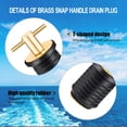 thumbnail image 6 of Drain Plug, 3/4-inch, 1-inch or 1-1/4-Inch Snap, T-Shape Drain Plug Twist-Turn Marine Boat Drain Plugs, Brass Snap Handle with Rubber Boat Drain Plug Copper, 19mm, 6 of 9