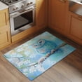 thumbnail image 2 of 2x3 Ft Entryway Area Rug, Teal Blue Owl Kitchen Rug Runner Washable Floor Mat, Modern Flowers Birds on Branch Non Slip Indoor Door Mat Throw Carpet for Bathroom Living Room Bedroom, 2 of 8