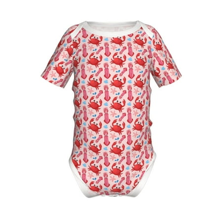 

Junzan Crabs Starfish Print Short-Sleeve Baby Climbing Clothes Bodysuits for Infant One-Piece for Baby Boys & Girls Baby Clothes Baby Romper with Snap Closure-12 Months