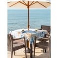 thumbnail image 3 of Outdoor Tablecloth with Umbrella Hole for Patio/Picnic/Party/Camping, Navy Blue Shell Coastal Waterproof Table Cloth Square Cover Washable, Starfish Coral Summer Ocean Nautical (60"x 60"), 3 of 9