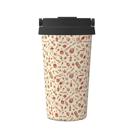 

Susaid Red Wine Print Coffee Travel Mug Insulated Coffee Mug with Lid Leakproof Coffee Thermos Coffee Tumbler for Hot&Cold Drinks