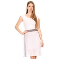 thumbnail image 5 of Sakkas Amira Accordion Pleated Midi Crepe Slim Skirt with Elastic Waist - Grey/pink - One Size Regular, 5 of 5