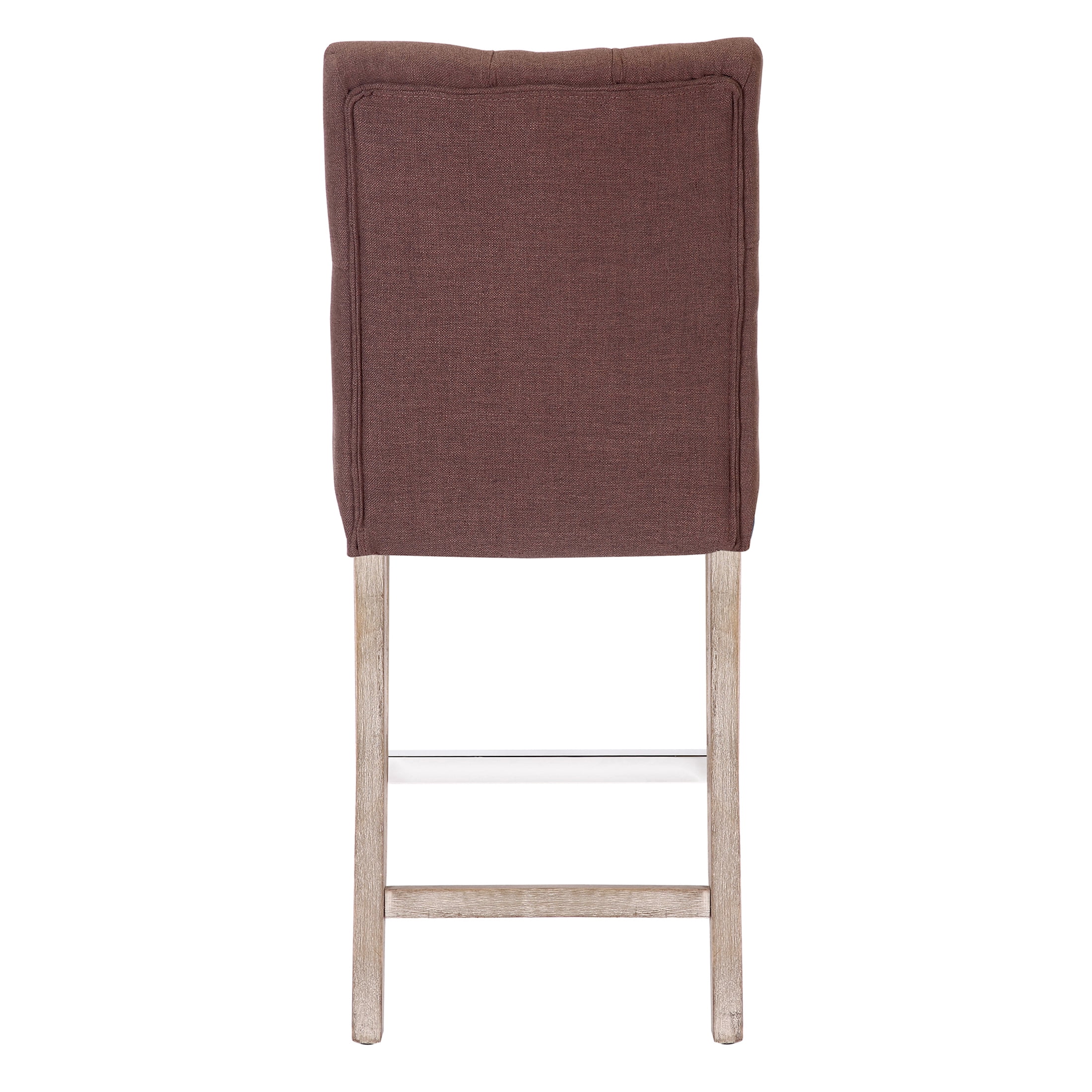 WestinTrends Hayes Counter Height Chairs, Linen Upholstered Button Tufted Kitchen Counter Bar Stools with Back Solid Wood Legs, Brown