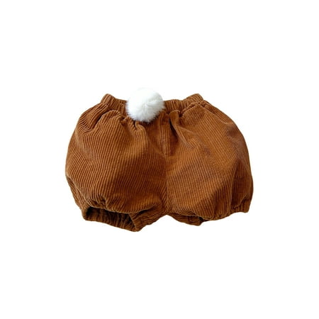 

Vigorbear Toddler Baby Girls Shorts Casual Solid Color Elastic Corduroy Shorts with Plush Ball for Infant Newborn