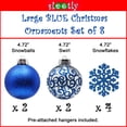 thumbnail image 2 of SLEETLY Big Blue Ornaments for Farmhouse Christmas Tree Holiday Xmas Decorations for Christmas - Large Shatterproof Plastic 4.72 inch Glitter Snow Balls and Snowflakes, Ornament Set of 8, 2 of 9