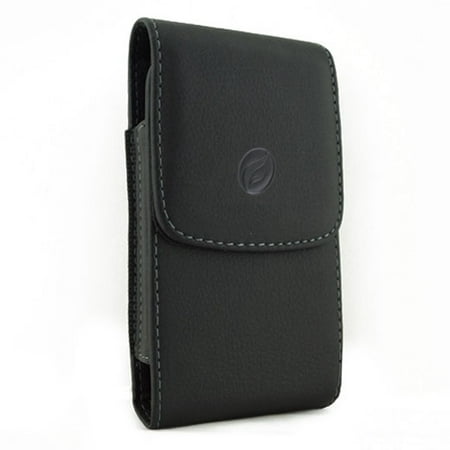 Black Vertical Leather Phone Case Side Cover Holster Belt Rotating Clip ...