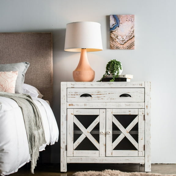 Hanover Hickory Run Accent Chest with Storage, 32-In. Height, Rustic White Finish, HLR009-WHT