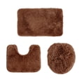 thumbnail image 1 of Bathroom Rug Mat Set, 3-Piece Solid Color Soft Absorbent Shower Floor Mat with U-Shaped Contour and Toilet Seat Cover, Machine Washable Non-Slip Bath Rug, 1 of 6