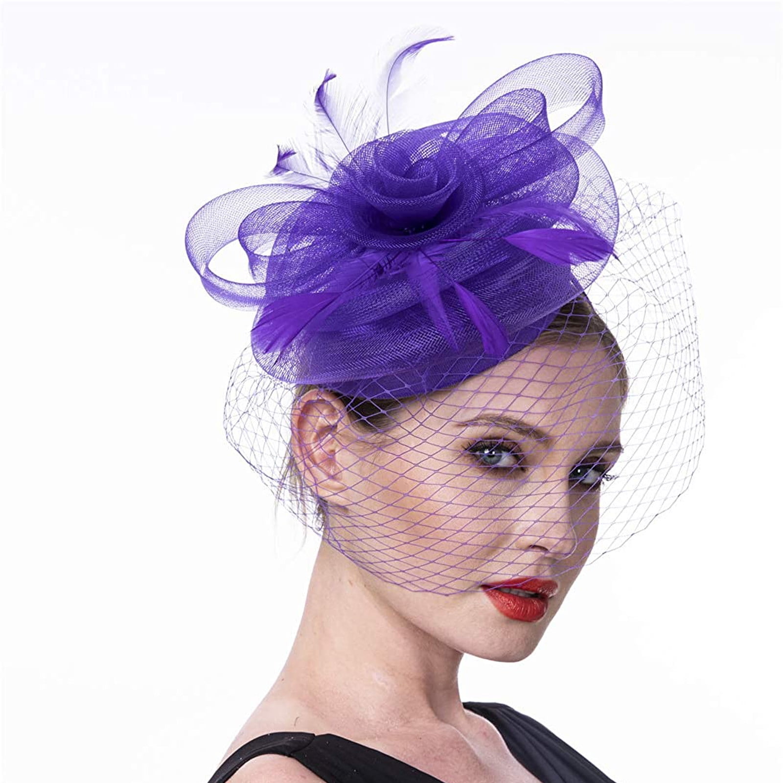 LINMOUA Women Girls Mesh Fascinators Hat Cocktail Party Headband