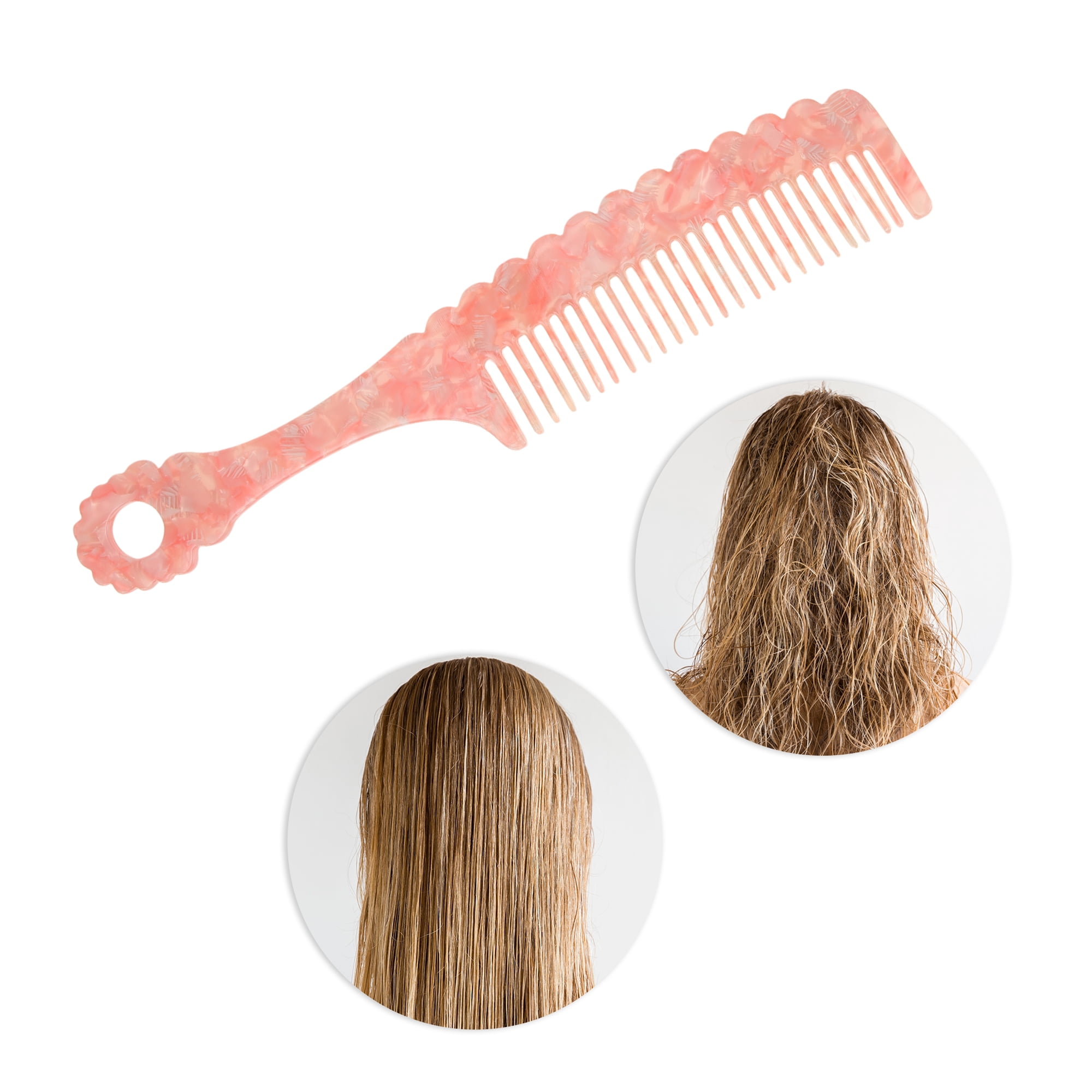 Unique Bargains 1 Pc Fashion Handle Wavy Hair Comb for All Hair Types Styles Pink