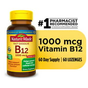 Nature Made Fast Dissolve Vitamin B12 1000 mcg Micro-Lozenges, 60 Count