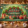 thumbnail image 2 of Festive Decoration Merry Christmas Holly Design Gift Prints Seasonal Banner for Holiday Decoration Family Celebration Winter Party, 2 of 9