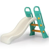 Dolu: Junior Slide - Green-Yellow-White - Indoor-Outdoor Toy, 2 Step Handrail Ladder, Plastic Playground Equipment, Backyard Activity, Kid-Toddlers 2 
