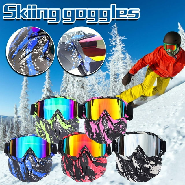 Fiudx Gafas de Esquí para Adultos, Pasamontañas Desmontable, Protección Contra El Viento y El Frío, Cobertura Facial Completa, Imprescindibles para Esquiar, Uso Versátil En Exteriores, Unisex, Talla