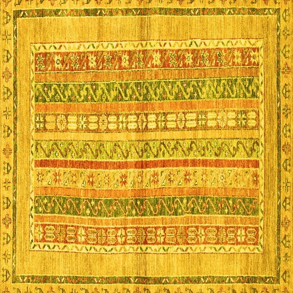Ahgly Company Indoor Square Abstract Yellow Modern Area Rugs, 4' Square