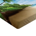 thumbnail image 2 of Ambesonne Outdoors Fitted Sheet, Beach Sunset and Waves, Full Size, Pale Brown Green Blue, 2 of 3