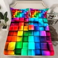thumbnail image 2 of Feelyou Stereoscopic Square Teens Bed Sheets, Colorful Pixelate Miner King Sheets, Gaming Gamer Sheet Set, Ultra Soft Bedroom Decor, 4-Piece, 2 of 7