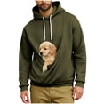 thumbnail image 3 of CCRFTGI Cat Dog Pouch Hoodie Men Drawstring Oversized Kangaroo Pouch Hoodies Cozy Pet Carrier Sweatshirt with Pockets Army Green L, 3 of 5