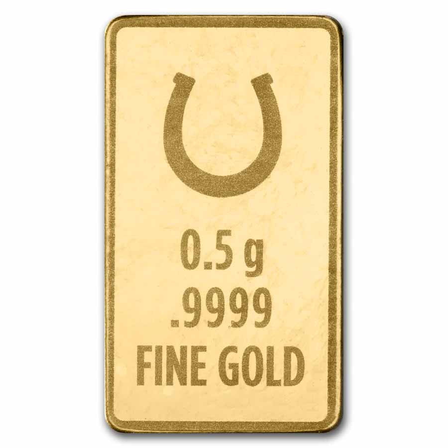 1/2 gram Gold Bar - Half Gram of Luck (Green Lucky Clover Card)