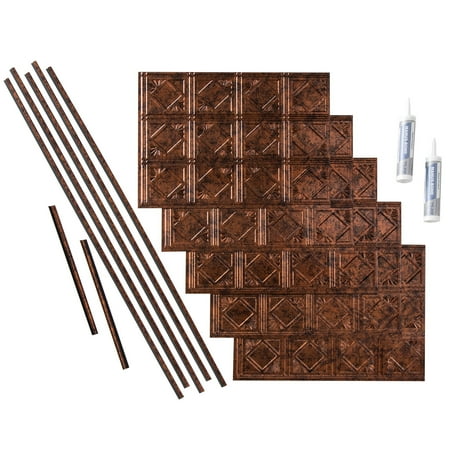 FASÄDE Traditional Style 4 Decorative Vinyl Backsplash 15 sq ft Kit in Moonstone Copper
