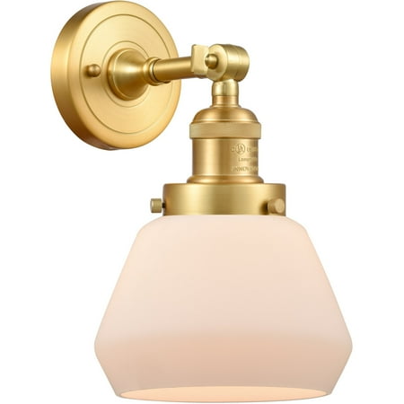 

Satin Gold Tone Wall Sconces 7 Wide Steel/Cast Brass/Glass Medium Base LED 1 Light Fixture